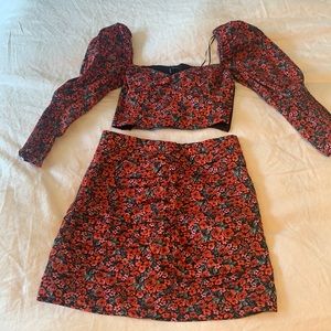 Zara floral top and skirt